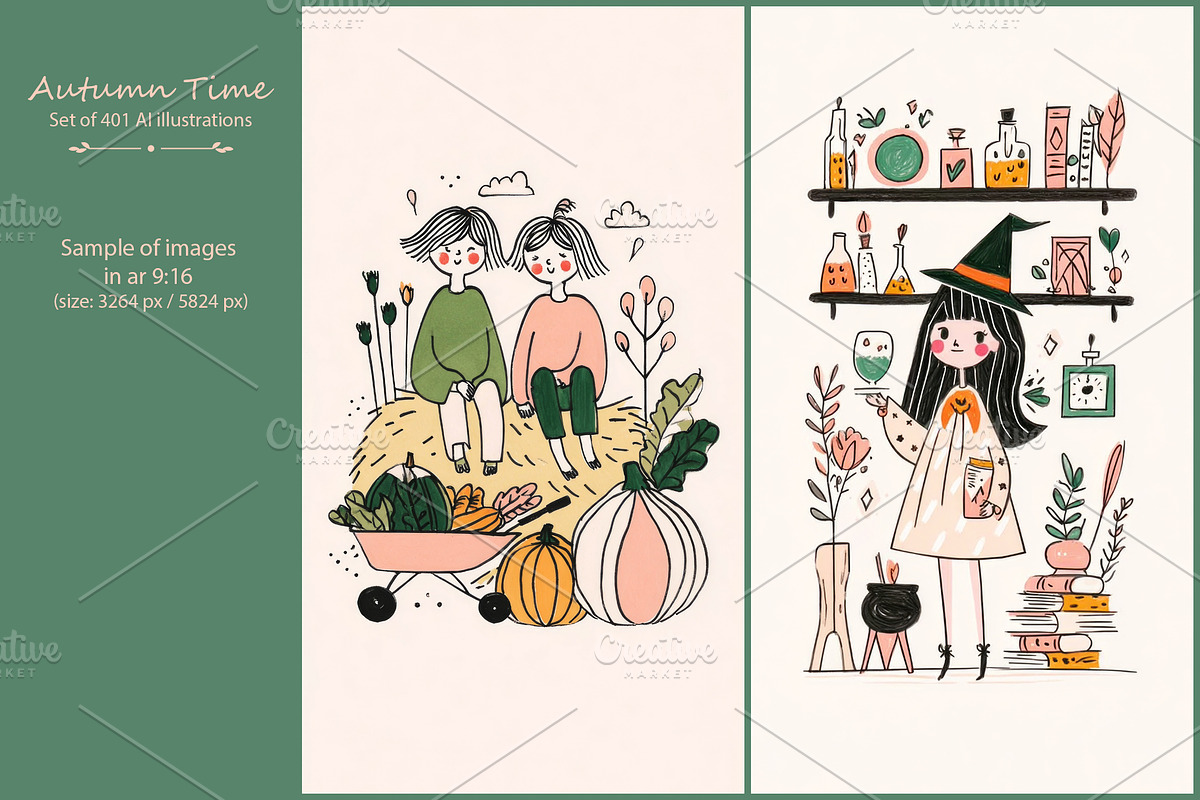Autumn Time 3- 401 AI illustrations, a Seasonal Illustration by Pundateam (Photo 2 of 12)