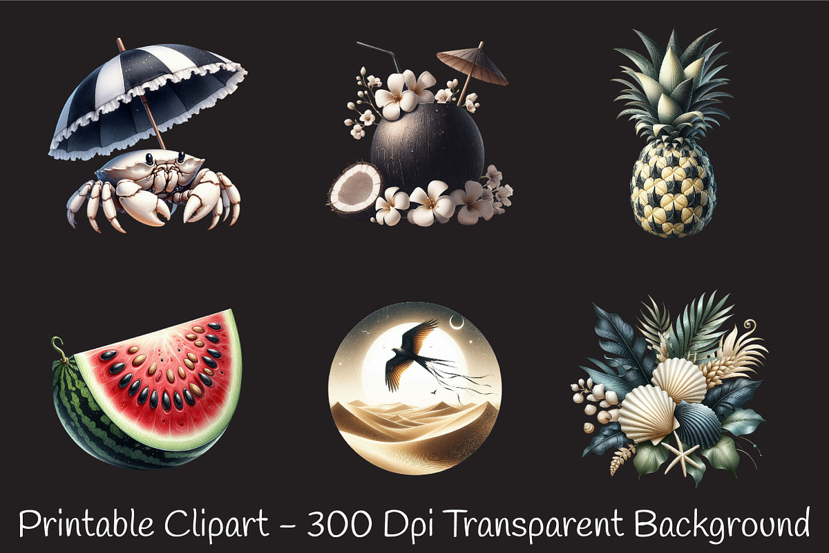 Ivory and Black Hello Summer Clipart, an Illustration by RobertsArt (Photo 5 of 8)