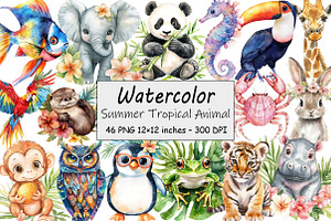 Summer Tropical Animal, an Illustration by Design Market