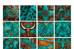 Cowhide Western Turquoise Digital