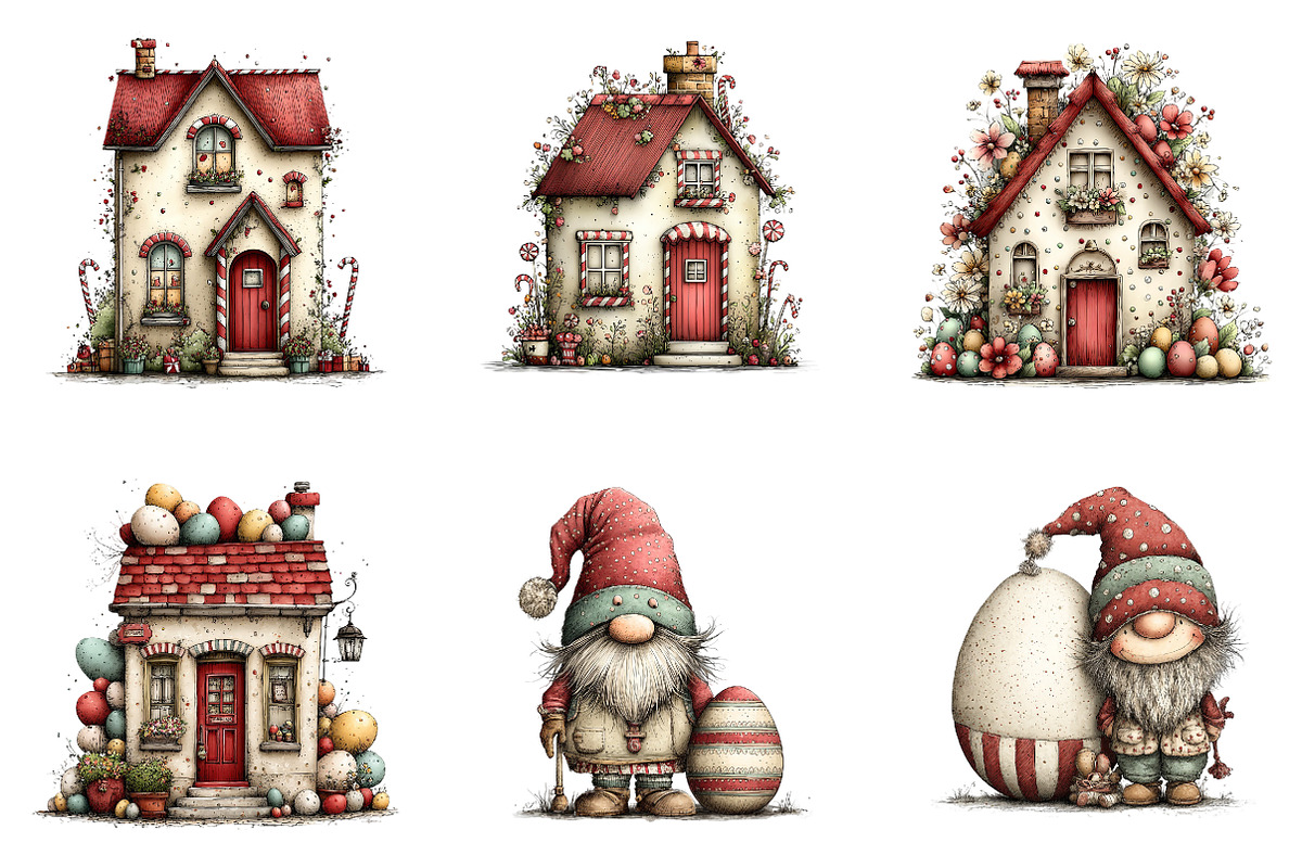 Easter Gnome Gingerbread House, an Illustration by CreationArt (Photo 2 of 7)
