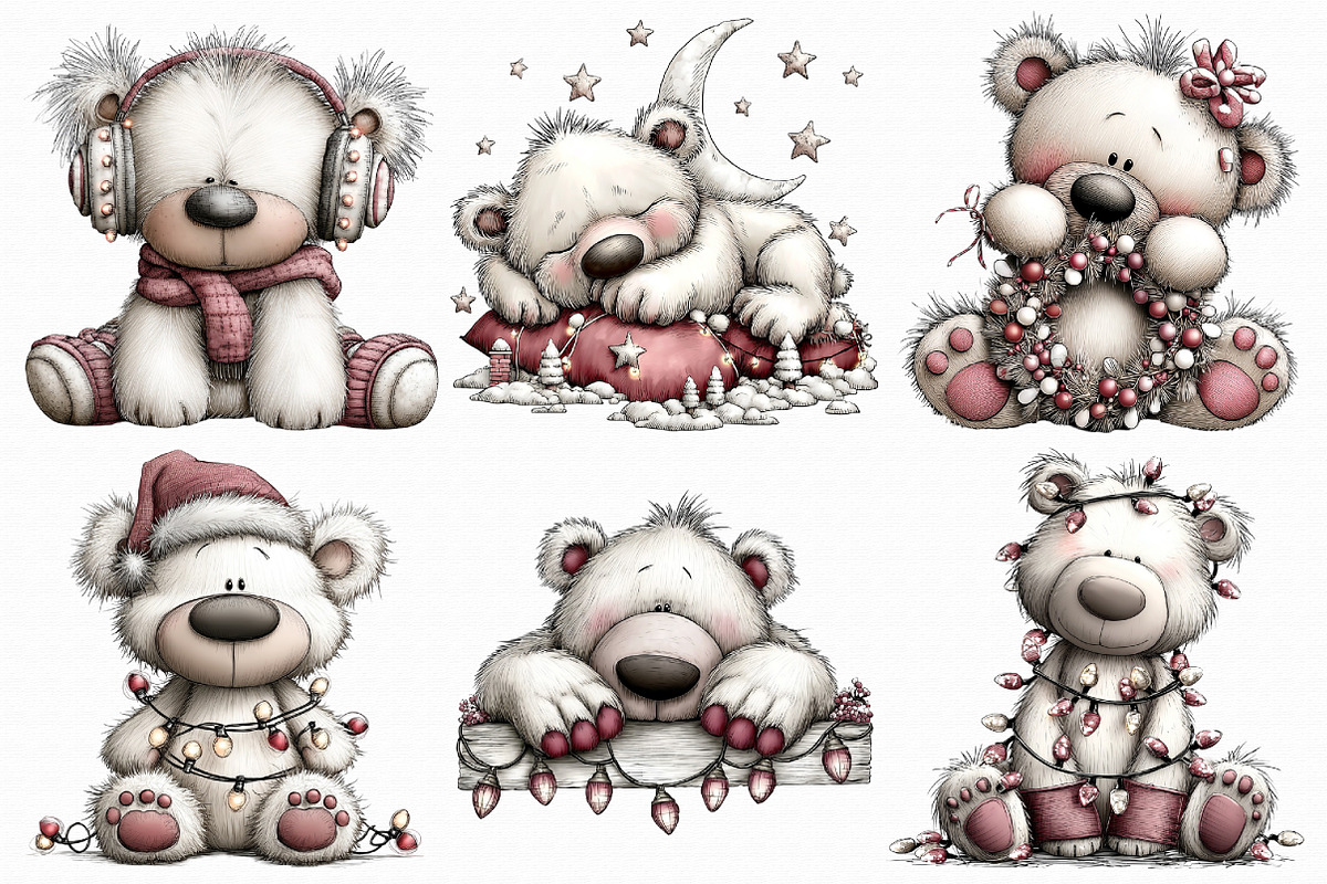 Christmas Polar Bear Lights Clipart, an Illustration by Libby Wishes (Photo 2 of 9)