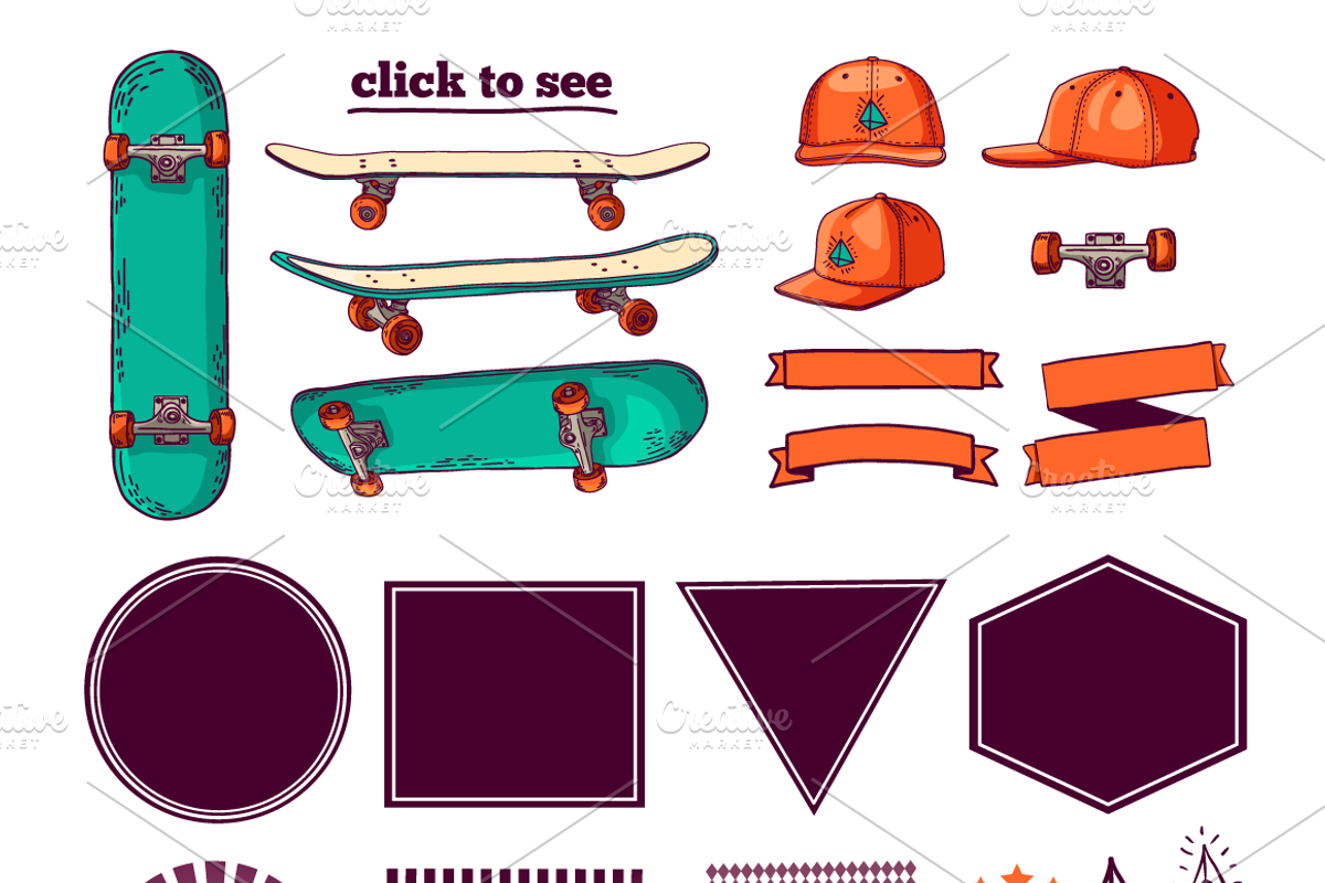 Set of colored skateboard badges, a Branding & Logo Template by Uniyok (Photo 4 of 4)