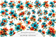 Whimsical spring hibiscus flowers, an Illustration by SinaCreation (Thumbnail 1 of 11)