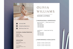 Ballet resume,cover letter template