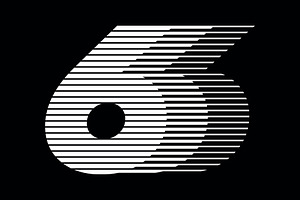 Number 6 speed motion lines logo