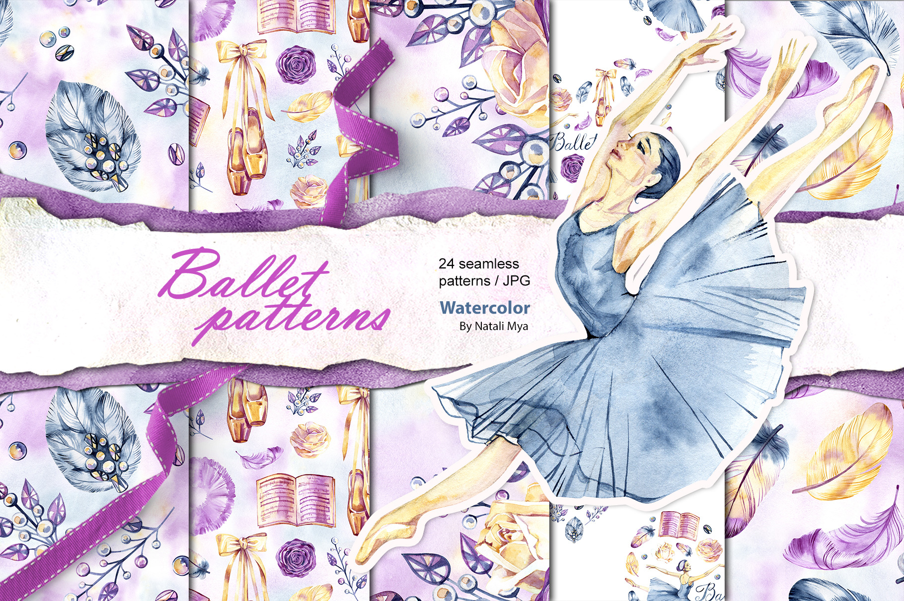 Ballet patterns, a Pattern Graphic by NataliMiasStore