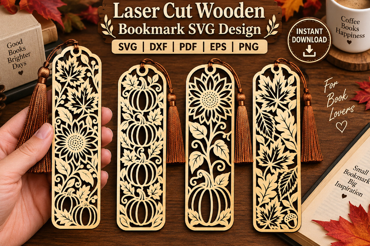 Autumn Bookmarks Laser Cut File, an Object Graphic by Libby Wishes (Photo 1 of 3)