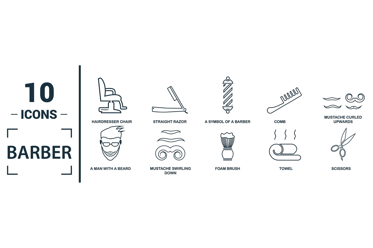 Barber Line Icon Set, an Object Graphic by Aimagenarium@gmail.com (Photo 2 of 3)