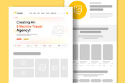 Wireframe Travel Landing Page Design, an UI Kit Template by CreativeShaper (Thumbnail 1 of 5)