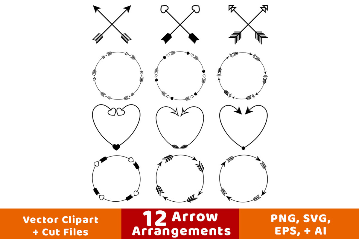 12 Arrow Arrangements, an Illustration by The Digital Download Shop