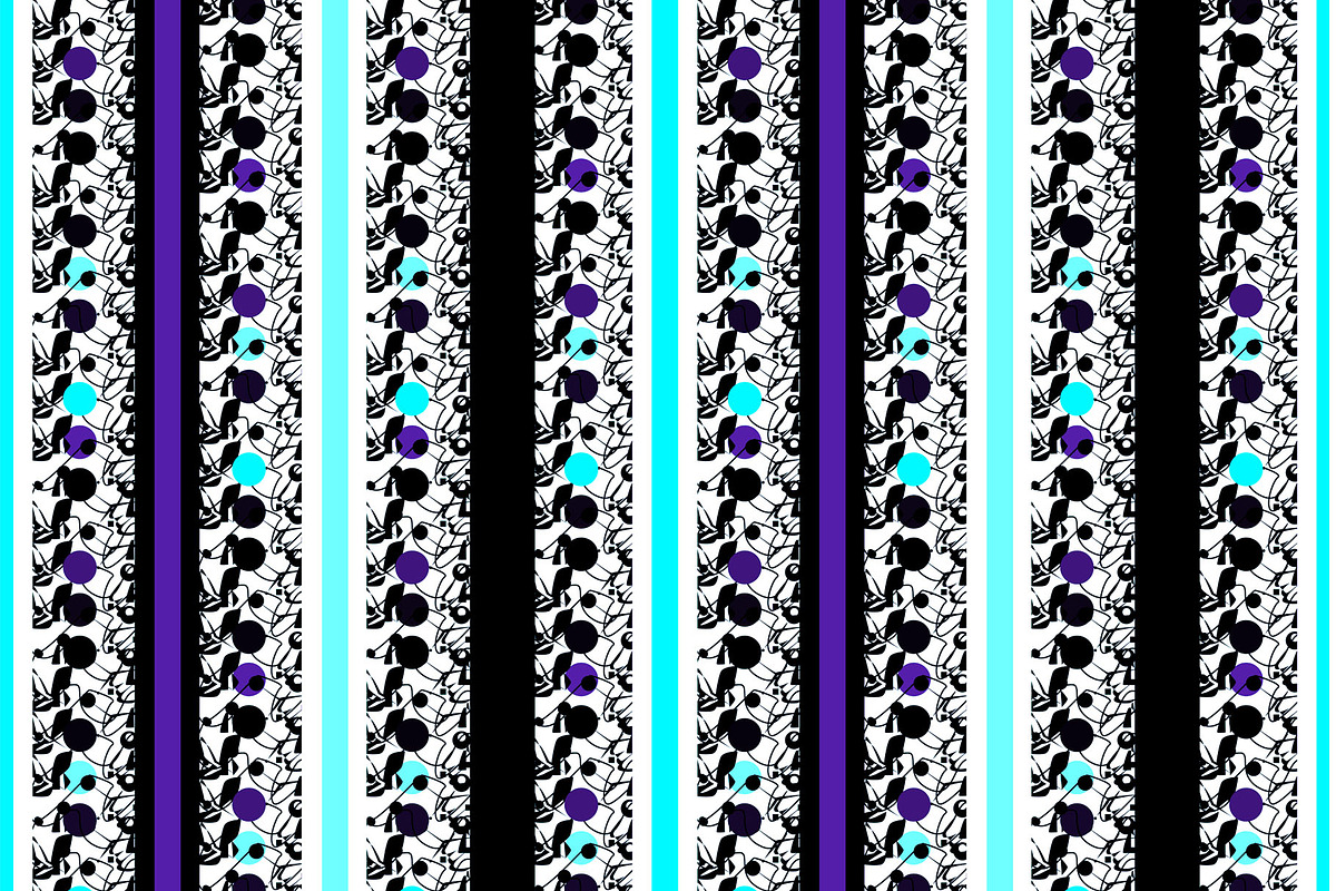 Tribal Stripe Teal and Purple, a Pattern Graphic by Sharon Schwalbe