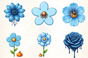 Blue Floral Halloween PNG, an Illustration by CrexoraLab (Thumbnail 3 of 5)