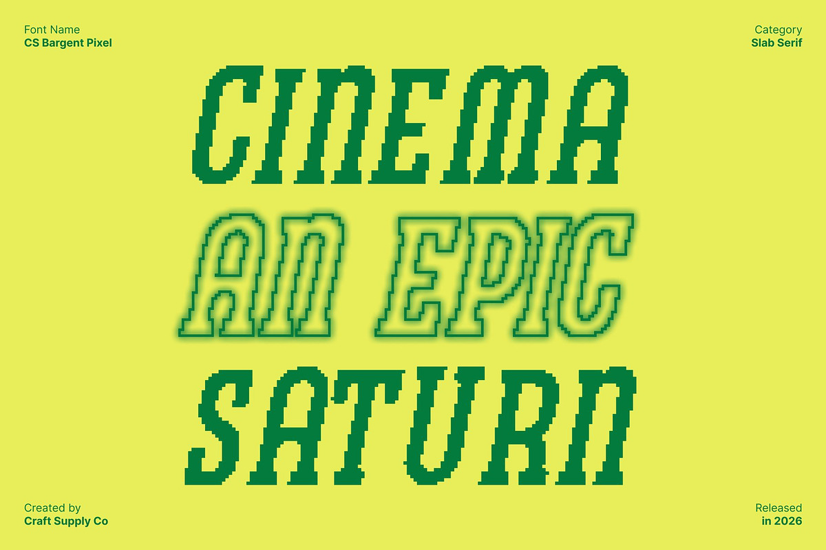 CS Bargent Pixel, a Slab Serif Font by Craft Supply Co. (Photo 7 of 8)