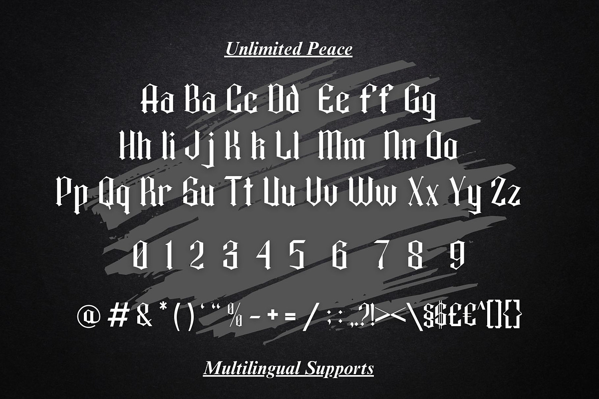 Unlimited Peace | Metal Blackletter, a Blackletter Font by Aditastudios (Photo 7 of 8)
