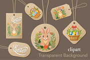 Easter Clipart set Cute Bunny, Egg, a Decorative Illustration by GraphicRedStudio (Thumbnail 2 of 2)