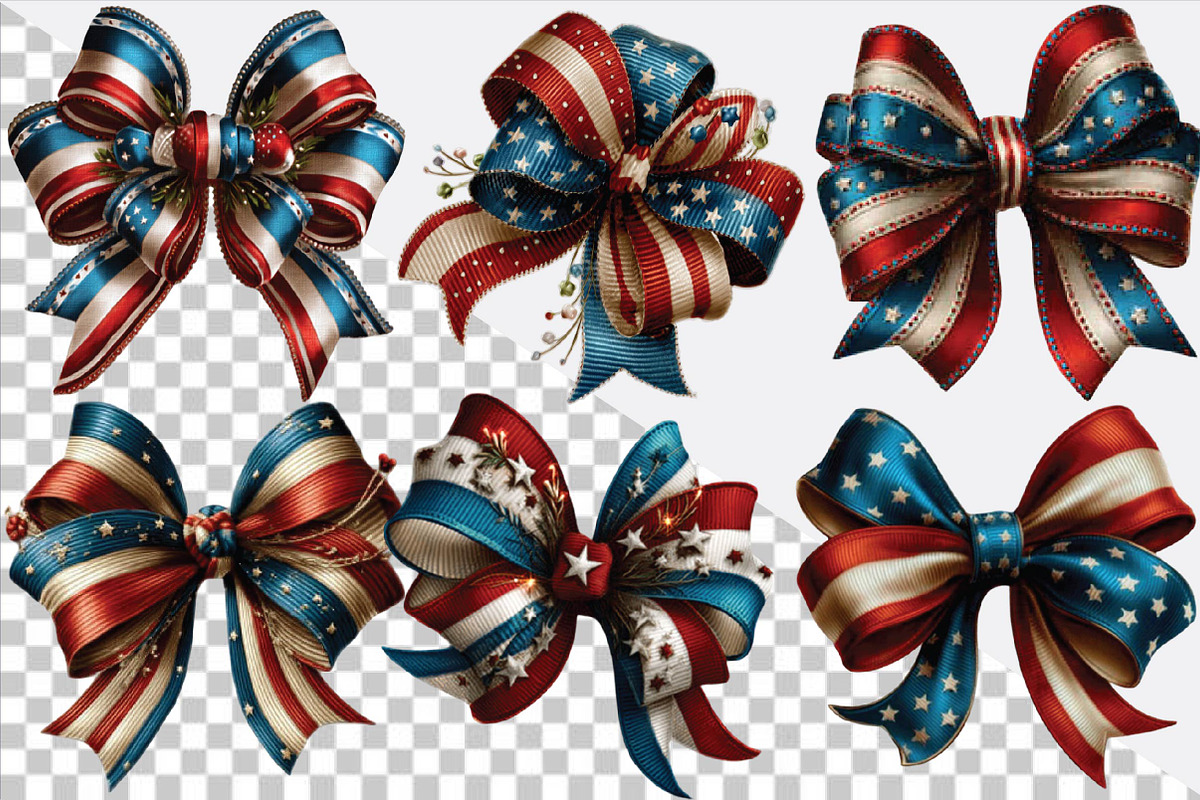 Patriotic USA Bow Clipart, an Illustration by SVGArt (Photo 2 of 9)