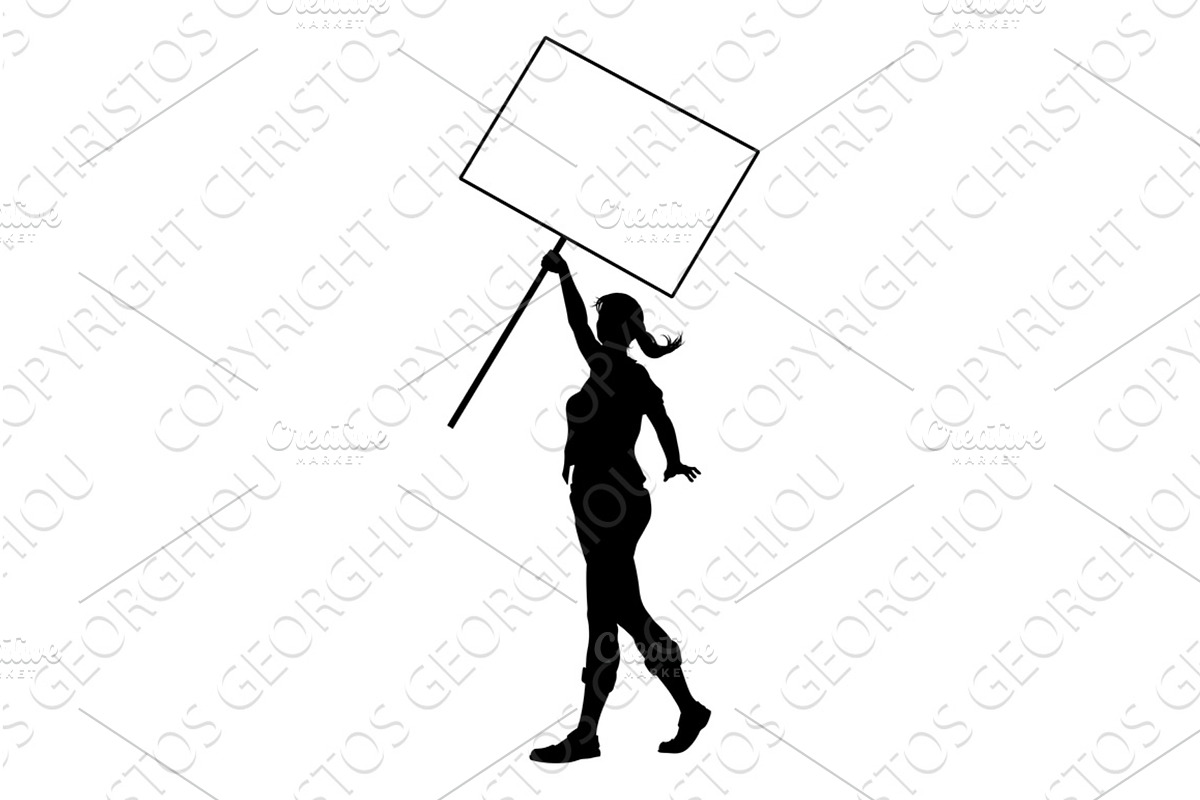 Protest Rally March Picket Sign, a Person Illustration by Christos Georghiou
