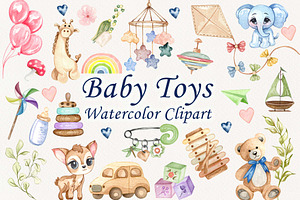 Baby Toys Watercolor Clipart