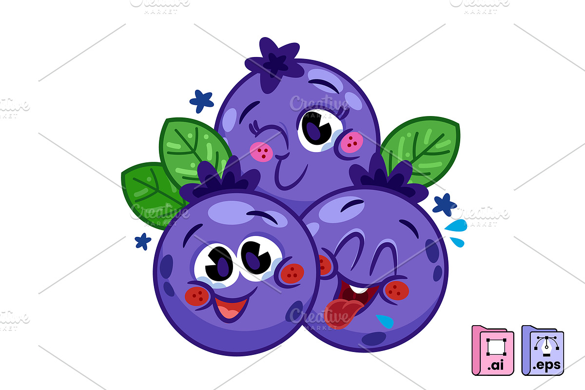 Hand Drawn BlueBerry Cartoon Fruit, a Food Illustration by MISS CHATZ (Photo 2 of 3)