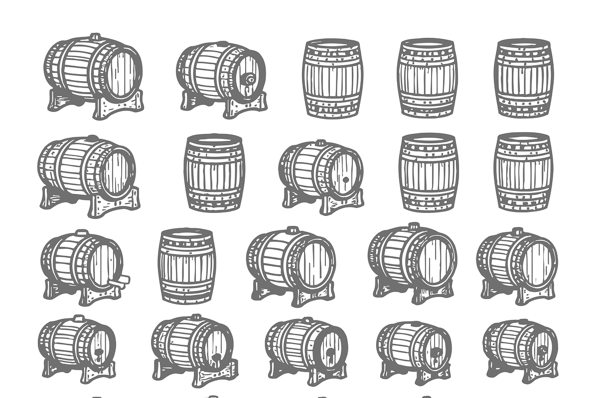 Vintage Wooden Barrel Illustrations, a Finance Illustration by CarWrap design (Photo 3 of 3)