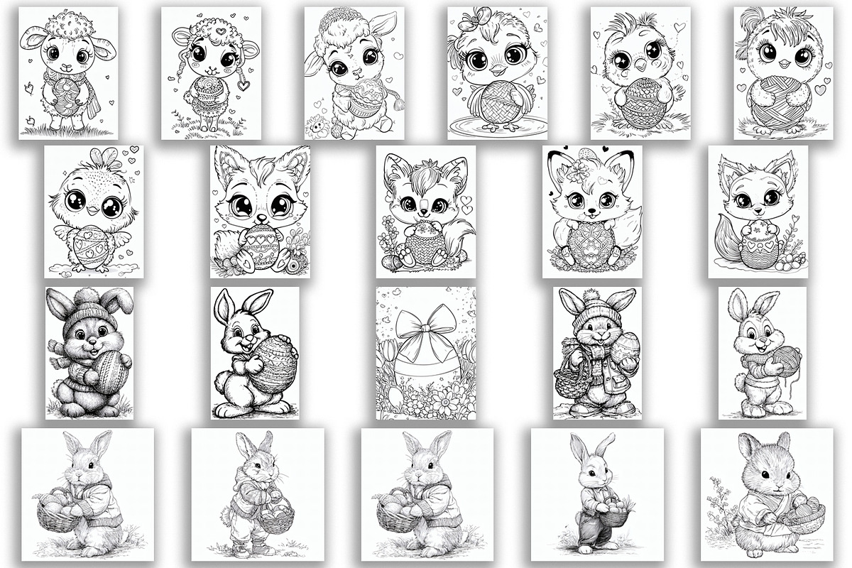Cute animals |Easter Coloring, an Animal Illustration by ElenazlataArt (Photo 3 of 5)
