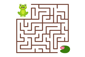 Help frog find right path to water, an Education Illustration by LadadikArt
