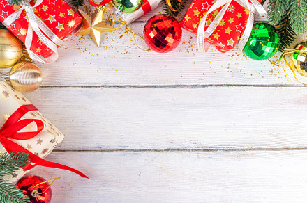 Christmas and New Year gift boxes background, a Holiday Photo by Rimma