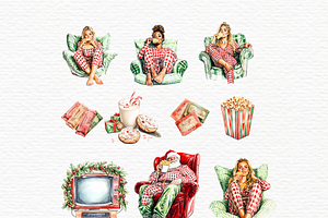 Christmas Movie Night Watercolor