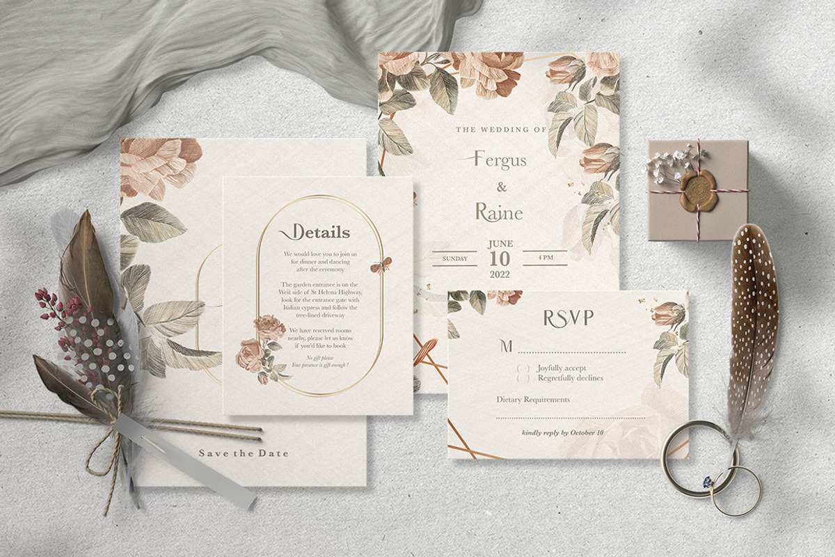 Fergus & Raine (Geometric Floral), an Invitation Template by EvitePapery (Photo 1 of 5)