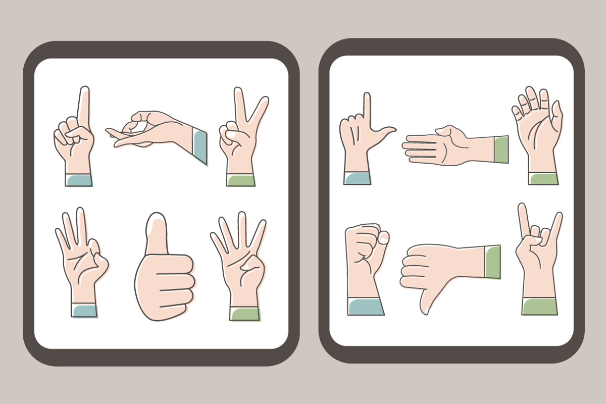 24 Hand Gesture Symbol Line Style, a Person Illustration by jongcreative