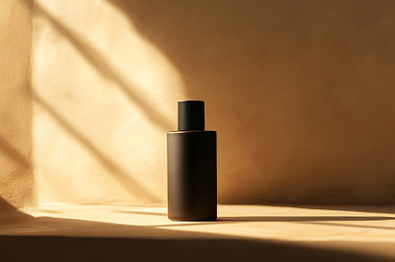 Dark bottle against warm backdrop, a Photo by Beautiful things