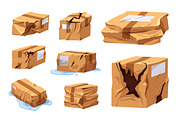 Damaged cardboard boxes set, an Object Illustration by Good Studio (Thumbnail 1 of 9)