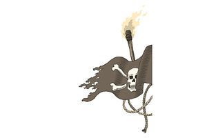 Pirate flag with a torch emerging, an Object Illustration by the8monkey
