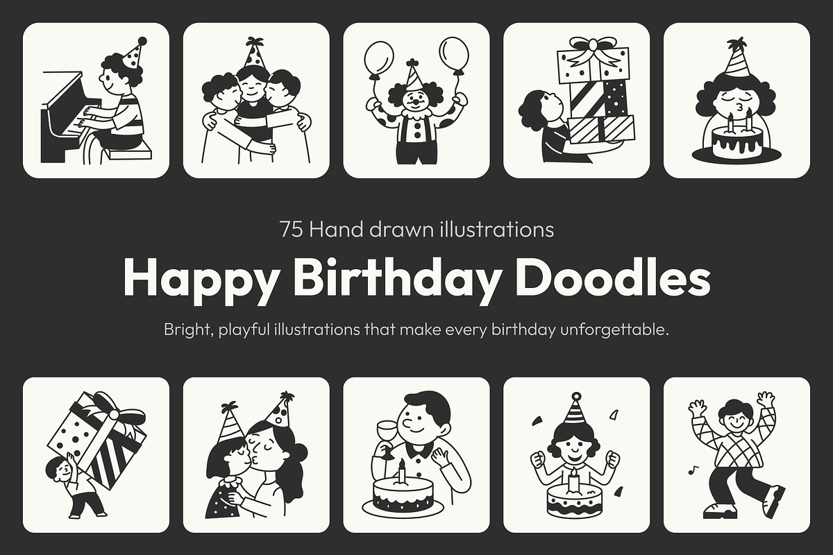 Birthday Doodles Collection, an Outline Icon by Vectors Market (Photo 1 of 8)