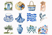 Watercolor Hello Santorini Clipart, an Illustration by Design Market (Thumbnail 2 of 4)