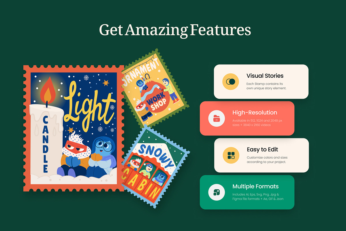 80 Christmas Stamp Bundle, a Seasonal Illustration by Vectors Market (Photo 2 of 12)