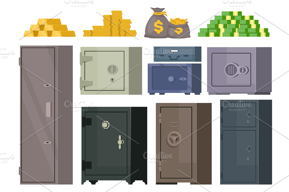 Cash and bank vaults. Safe deposit, a Finance Illustration by Vectorbuum