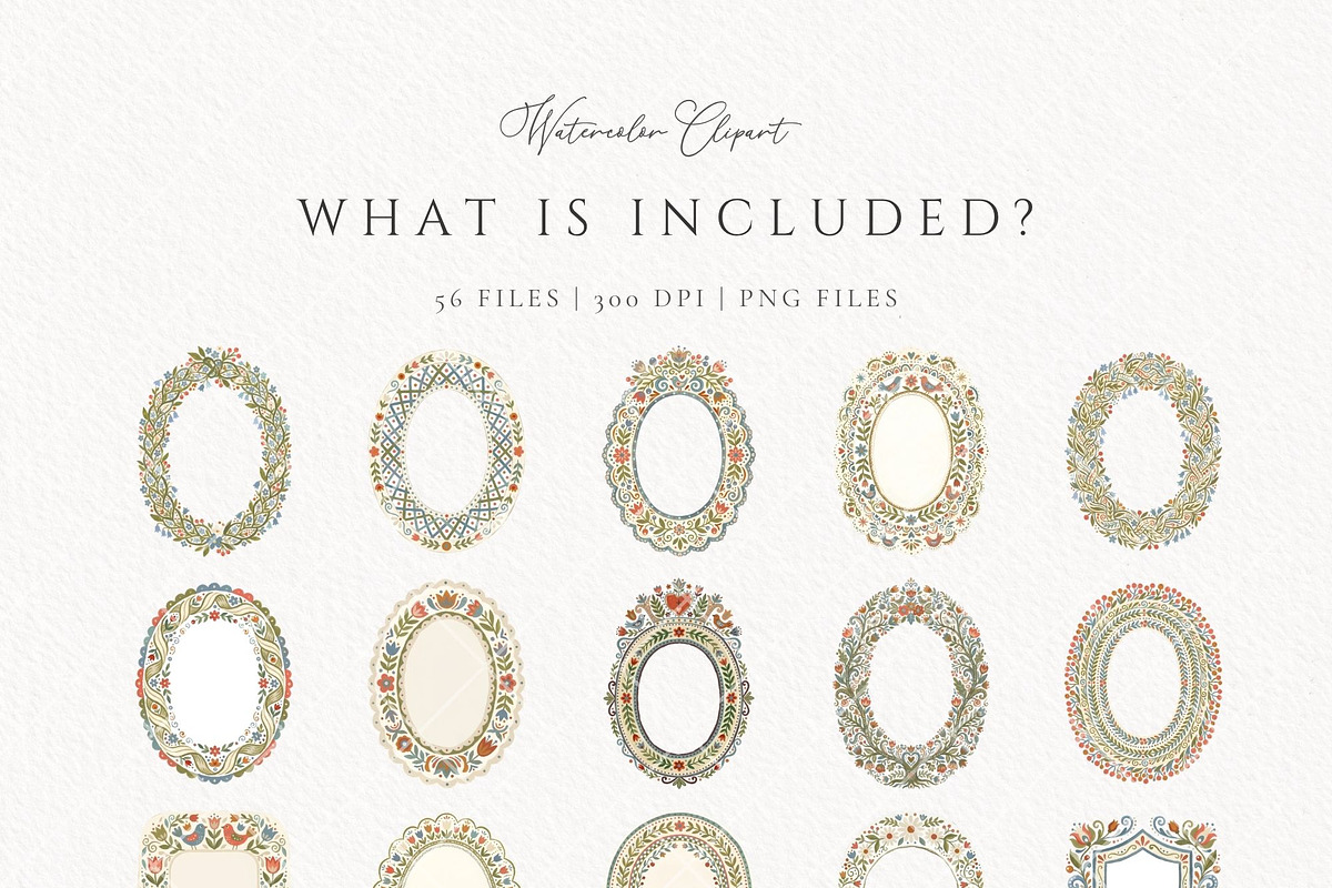 Folk Art Frames, Nordic Floral Frame, an Object Graphic by Invite to Clipart (Photo 3 of 8)