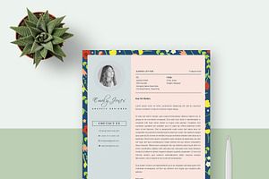 Floral Patern CV-Resume Template C