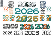 2026 Number Typography Vector Set, a Work Illustration by Vectorium Studio (Thumbnail 1 of 20)