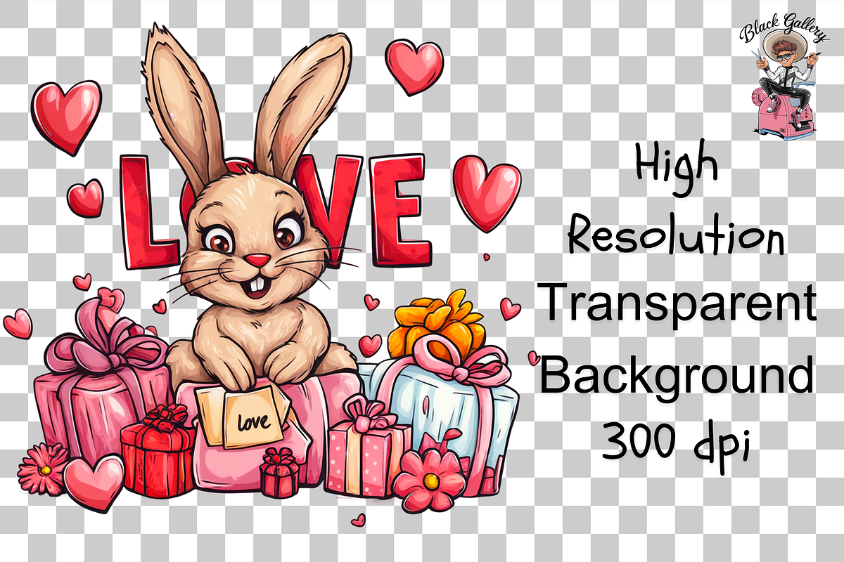 Bunny love PNG Clipart Bundle, a Graphic by Clipart Bloom (Photo 10 of 12)