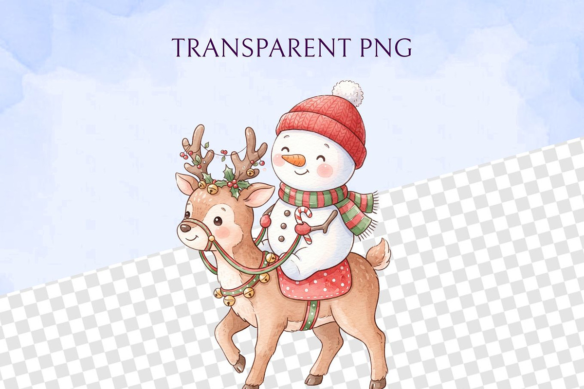 Christmas Snowman Clipart Bundle, a Decorative Illustration by Arslan (Photo 6 of 8)
