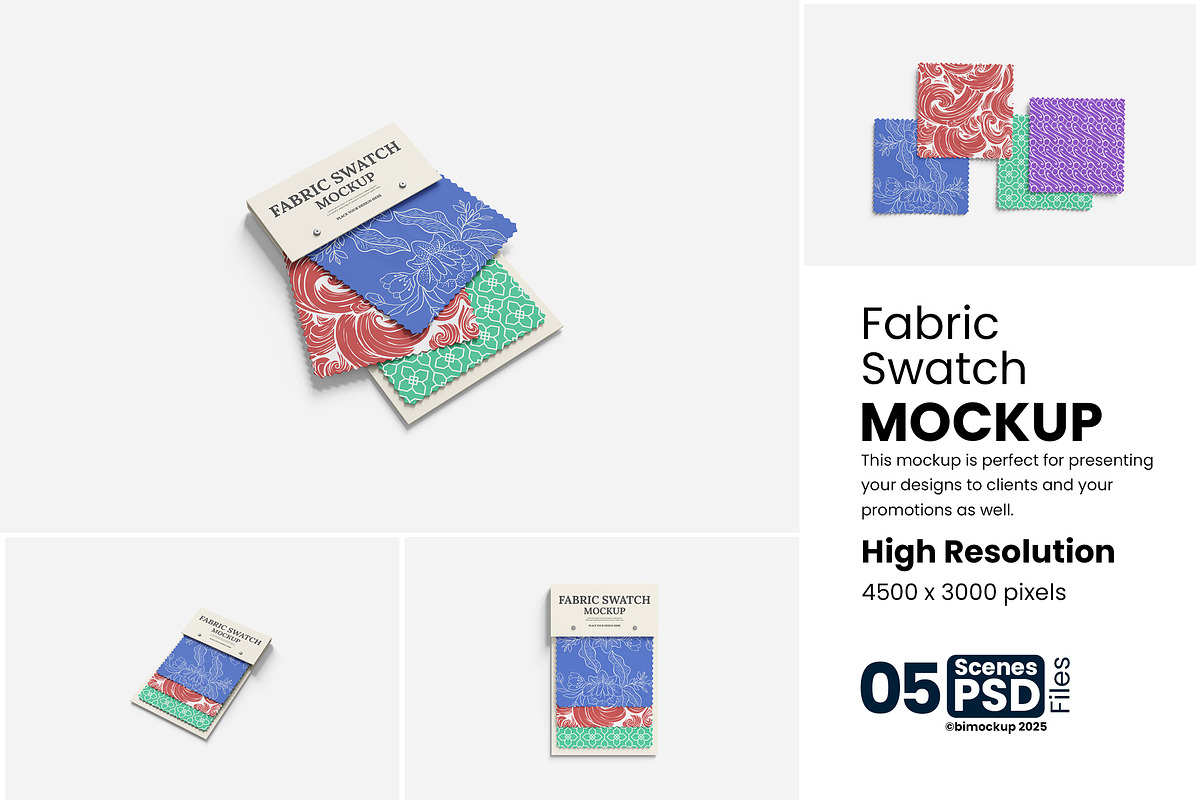 Fabric Swatch Mockup, a Product Mockup by bimockup (Photo 1 of 6)