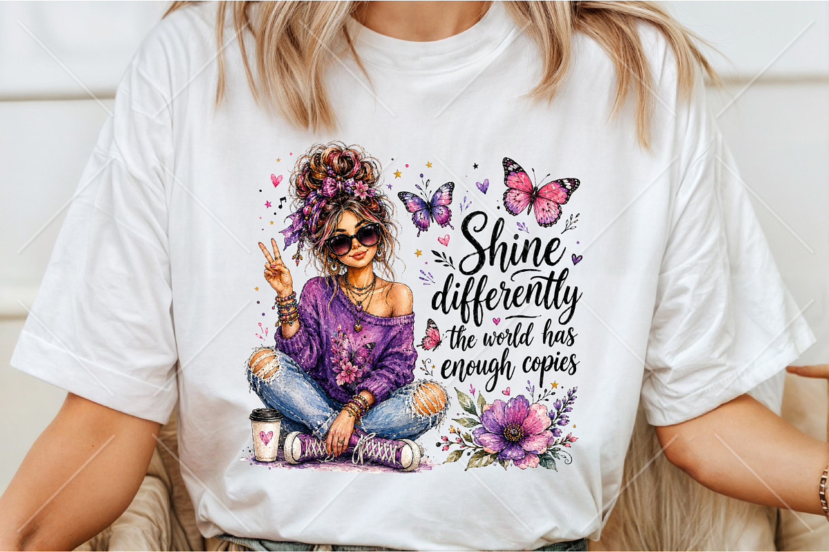Shine Differently Purple Boho Girl, a Seasonal Illustration by Canvas Craft (Photo 3 of 6)
