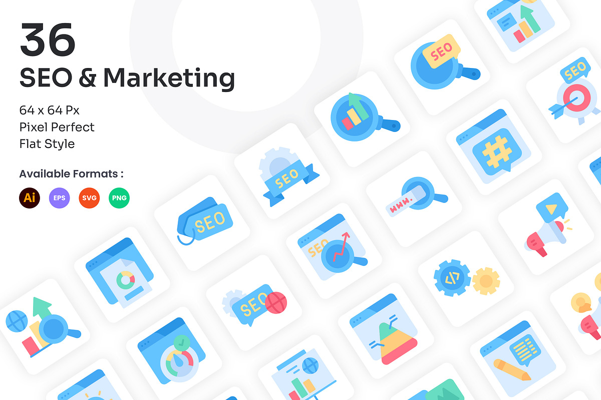 SEO & Marketing Icons Set - Flat, an Icon by Kmg Design (Photo 1 of 3)