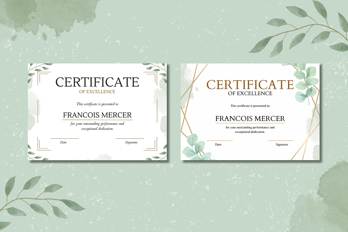 5 Organic Certificates Templates, a Templates & Theme by TemplateCastleStore (Photo 3 of 9)