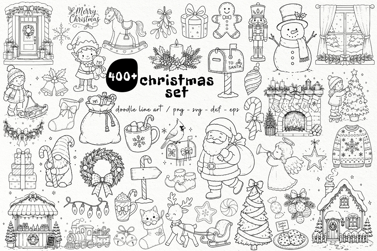 Christmas Doodle SVG Graphics, a Seasonal Illustration by DENIDigitalArtSudio (Photo 1 of 9)