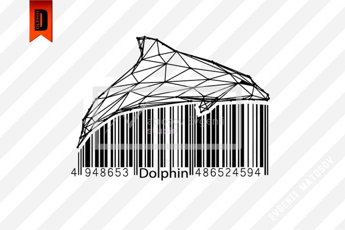 Dolphin from lines and barcode, an Animal Illustration by Matrosovv