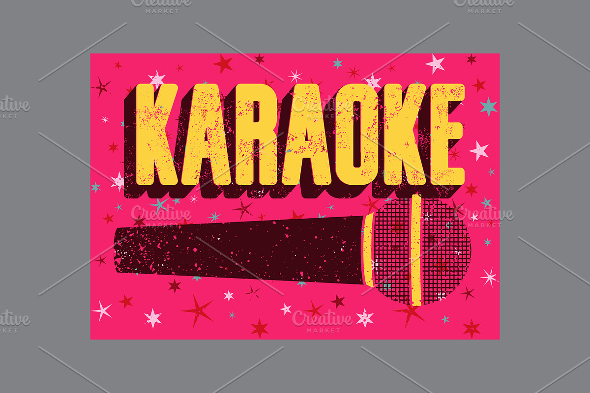 Karaoke grunge vector poster set., an Object Illustration by PoPaShop (Photo 8 of 8)